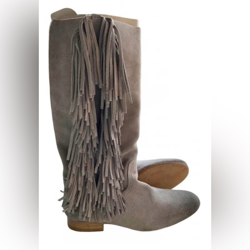 IKKS: Fringe Knee-High Suede Boots